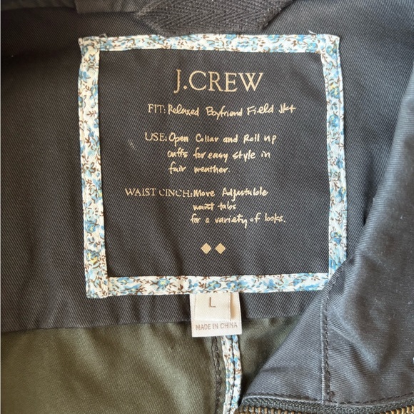 J Crew women’s relaxed boyfriend field jacket green large utility - Picture 3 of 3